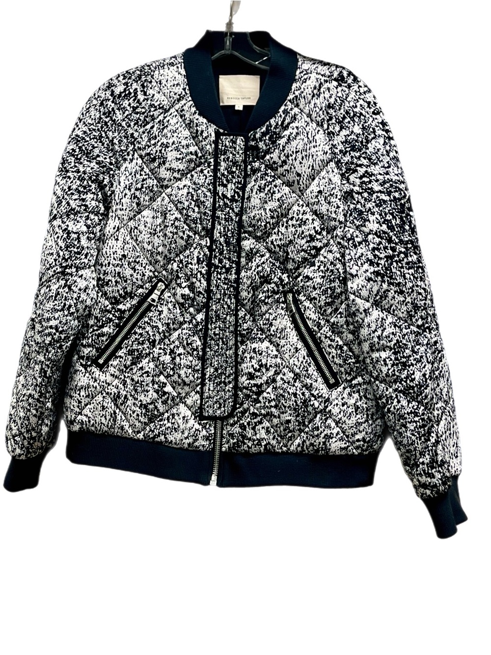 NWOT Quilted Black & White Bomber Jacket - Unknown Brand